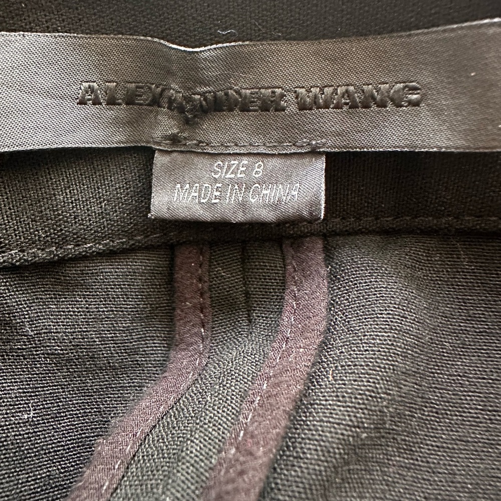 Alexander Wang high waisted black zipper red piping & leather pocket 8 pants - Picture 12 of 14